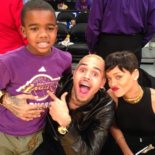 Rihanna chris brown lakers game 1