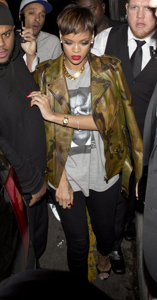 rihanna camo jacket 2013