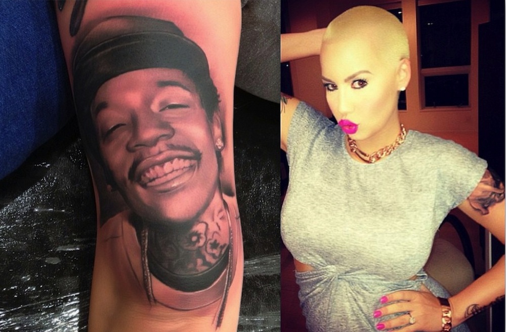 Amber Rose Makes Bold Statement With Wiz Khalifa Tattoo Coverup  PopStarTats