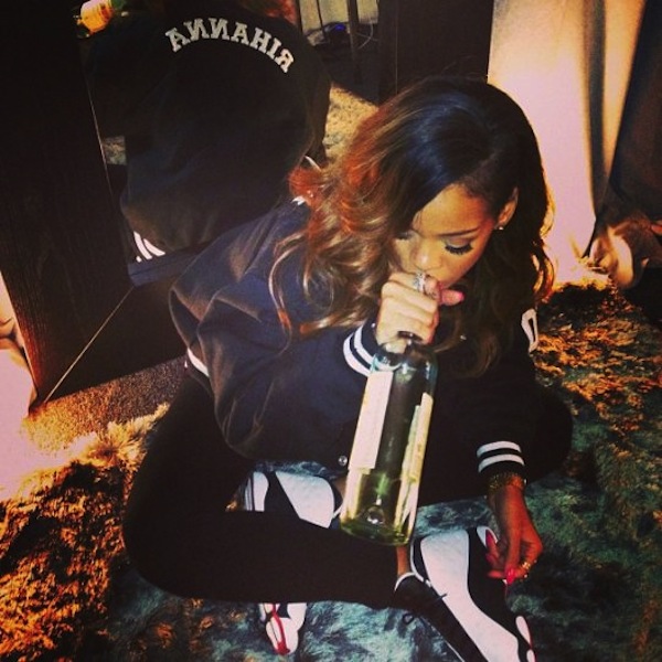 Rihanna drinking wine