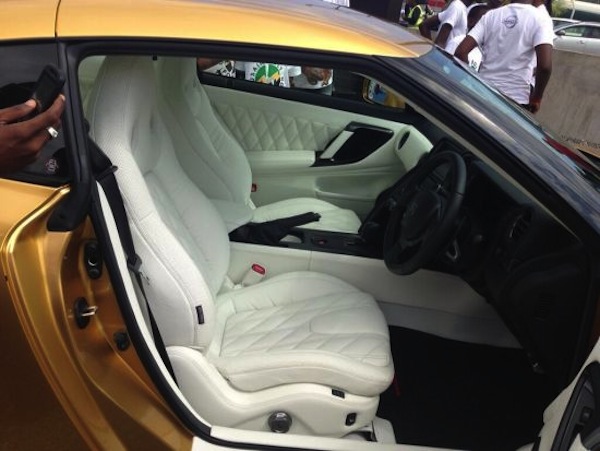 Usain Bolt Gold Nissan GT-R inside