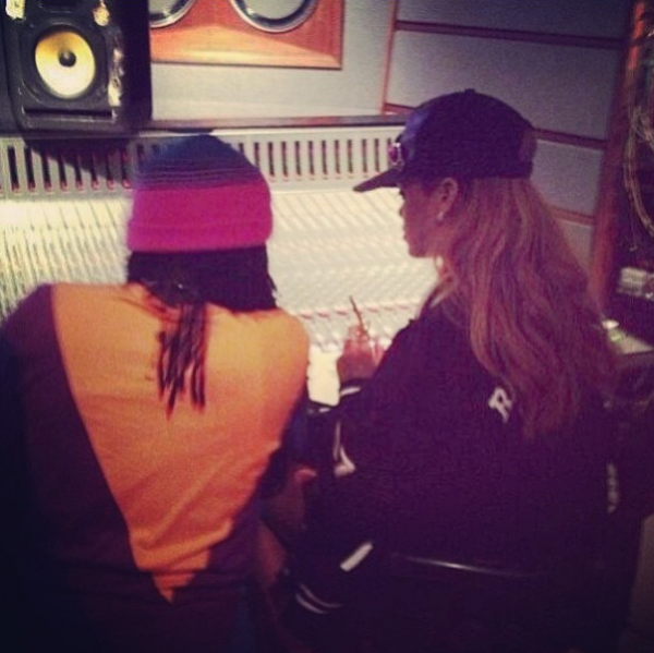 Wale and Rihanna in Studio