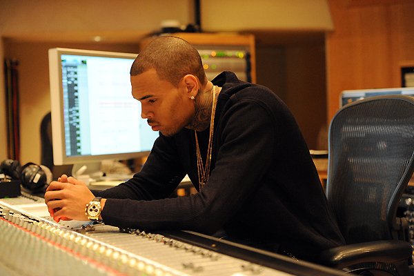 Chris Brown in the studio