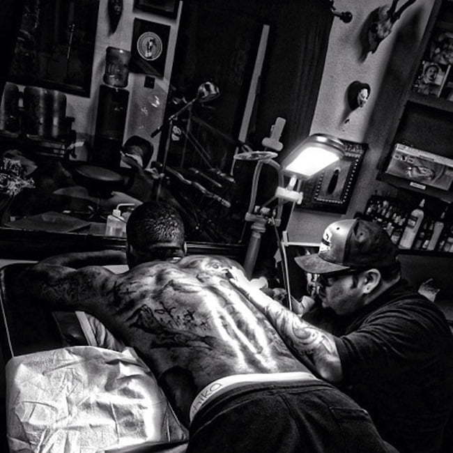 The Game getting tattoo