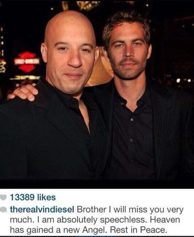 Vin Diesel and Paul Walker death