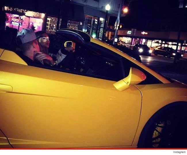 Justin Bieber yellow Ferrari