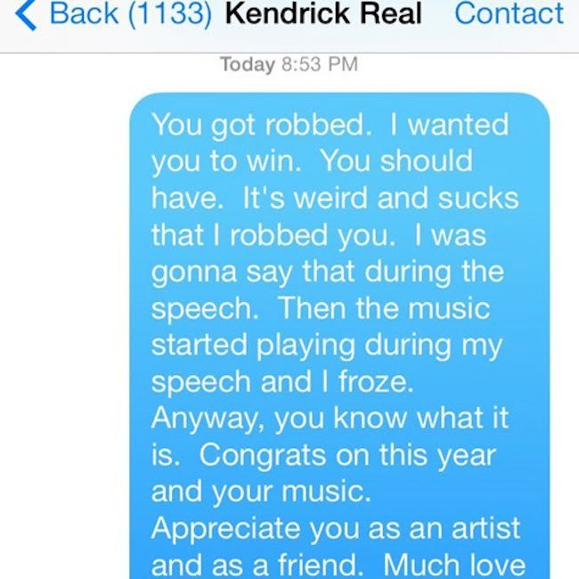 Macklemore and Kendrick text