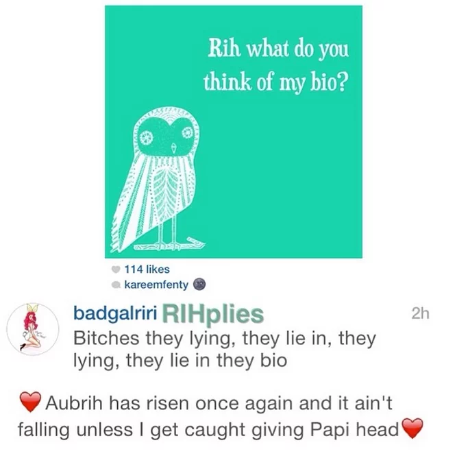 Rihanna Drake instagram