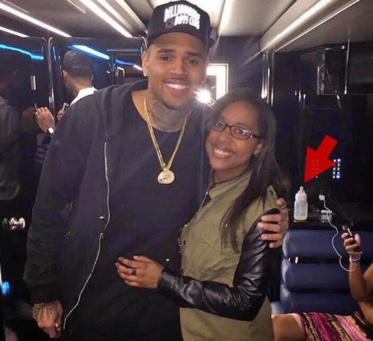 Chris Brown baby bottle on tour bus