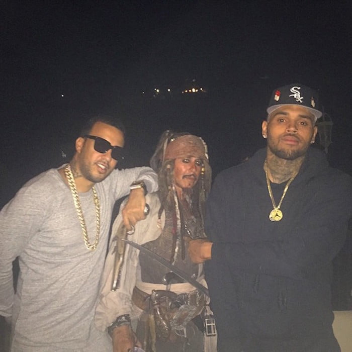 French Montana and Chris Brown at Travis Scott birthday party