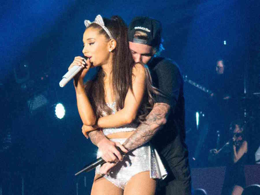 Justin Bieber and Ariana Grande flirt