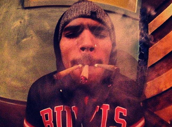Chris Brown smoking