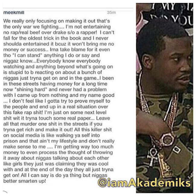 Meek Mill tweet Drake beef