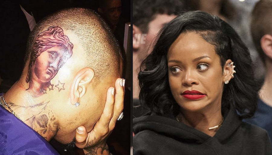 Rihanna is not a fan of Chris Brown new tattoos. 
