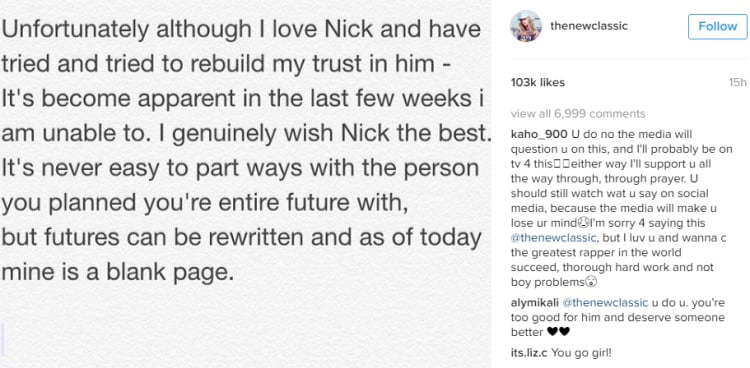 Iggy and Nick Young split