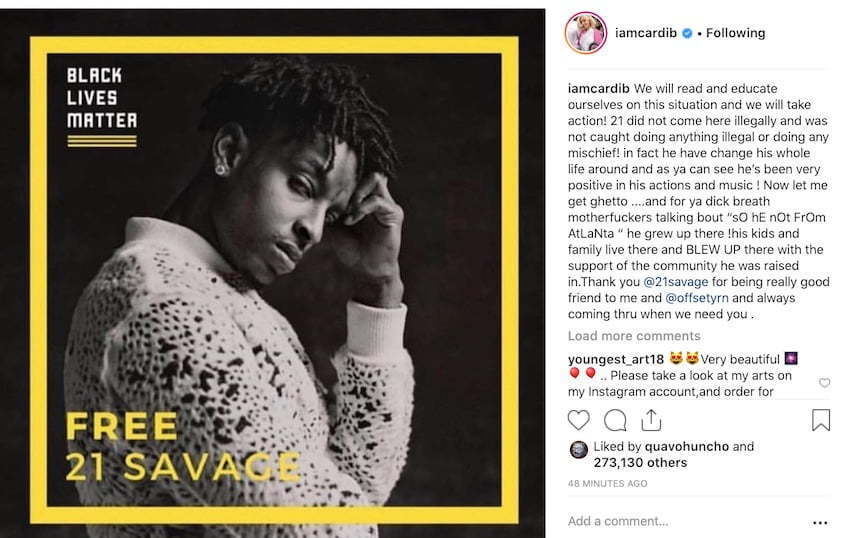 Cardi B & Offset Call On Fans To Help Save 21 Savage From Deportation ...