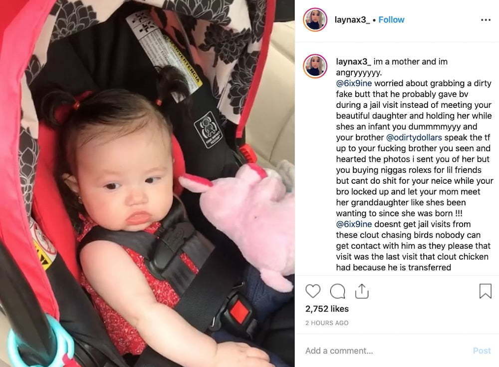 Tekashi 6ix9ine Second Baby Mama Layna Share Photo Of His Baby Girl ...