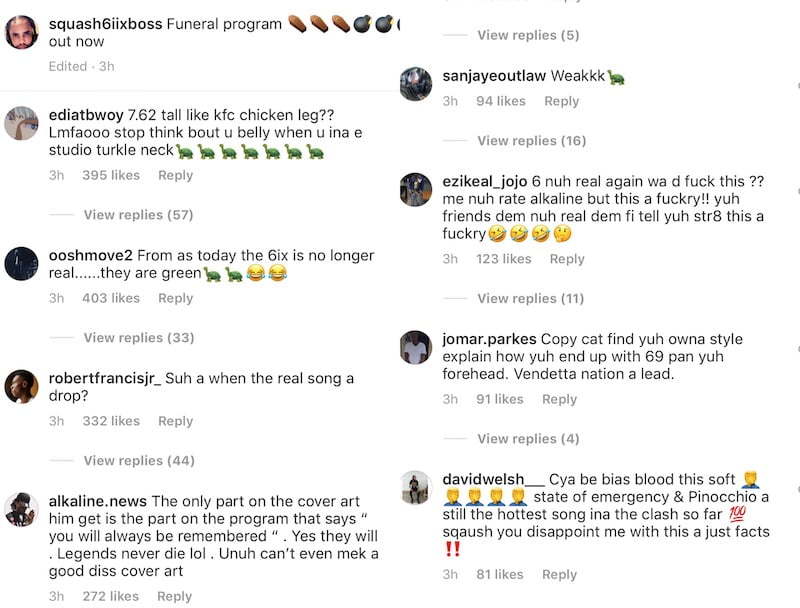 Alkaline Sister Instagram Squash 6ix Boss Hit Back Hard At Alkaline With Funeral Program Diss Track Urban Islandz