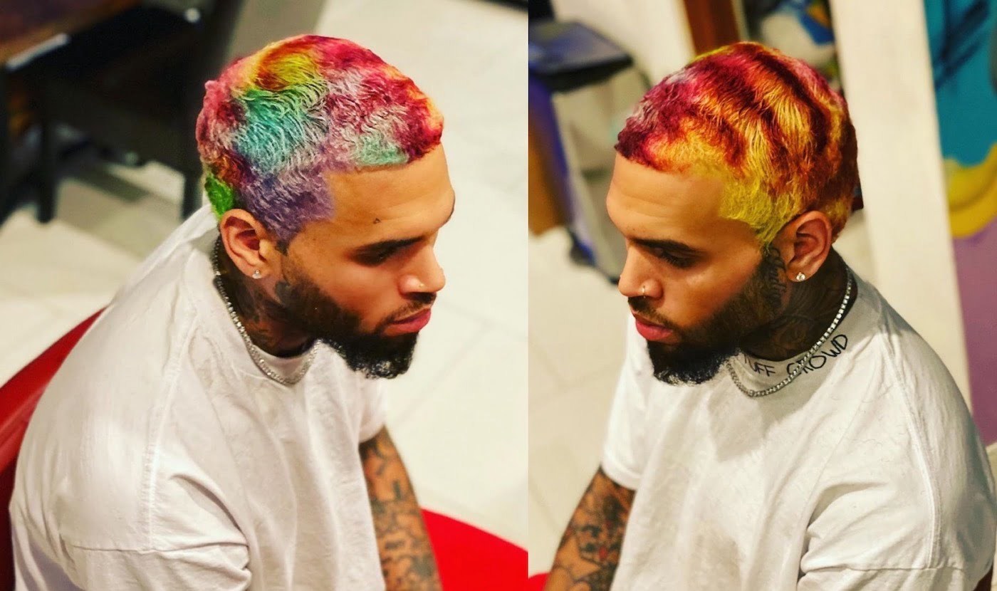 Chris Brown Channels Tekashi69 Rainbow Colored Hair Fans Reacts Urban Islandz
