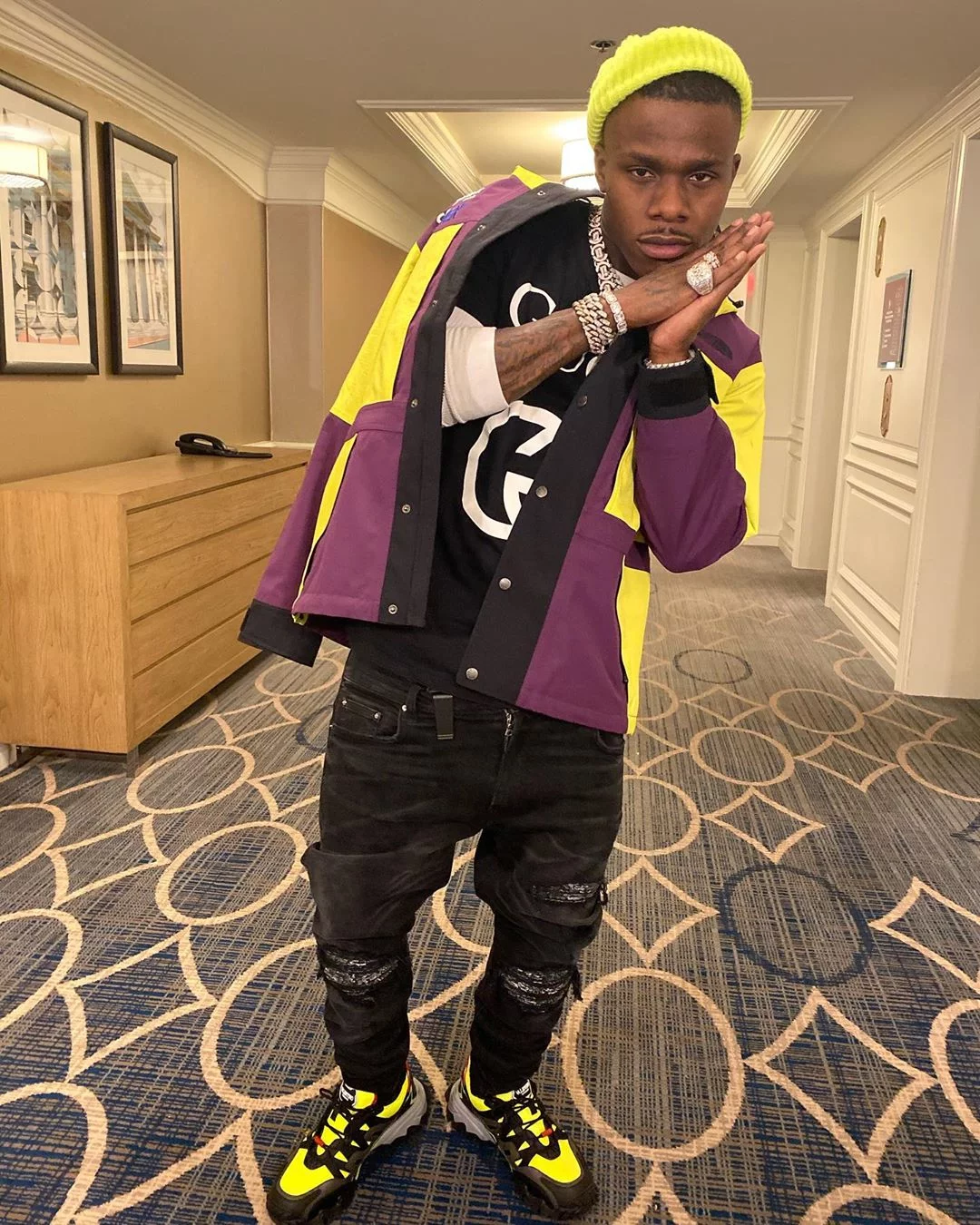 WHAT'S ON THE STAR? Brands on Instagram: DaBaby in @shophollywoodhunna  pants ✨ 📲Find more outfits in @whatsonthestar.app #dababy #lilbaby #hiphop  #rap #explorepage #nbayoungboy #drake #liluzivert #music #explore #lildurk  #megantheestall