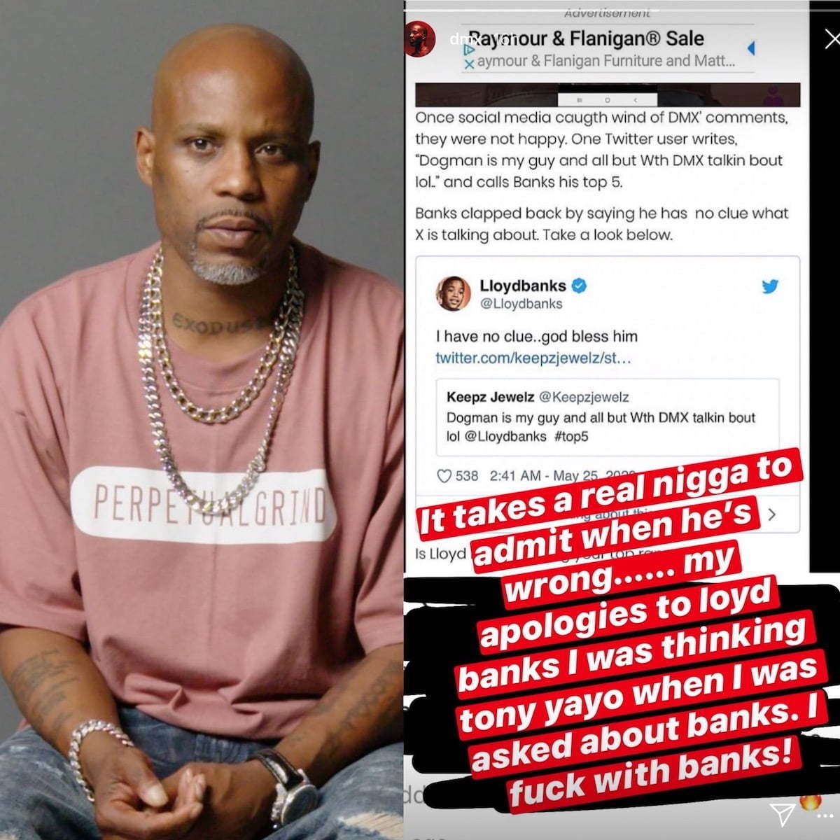 Dmx Apologize To Lloyd Banks After Calling Him Trash Blast Tony Yayo Urban Islandz