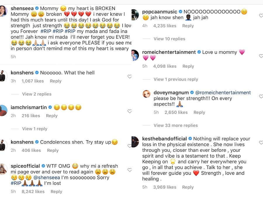 Shenseea Gets Outpouring Of Support After Mother's Death, Popcaan ...