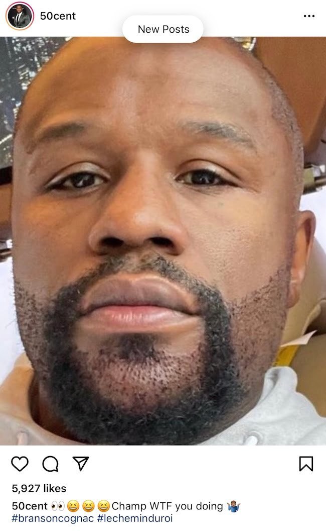 50 Cent Roasts Floyd Mayweather For Getting Beard Transplant Urban Islandz 