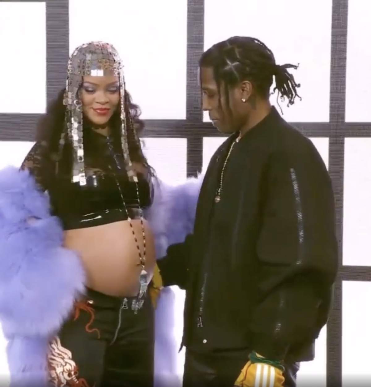 Pregnant Rihanna and A$AP Rocky Twin in Matching Denim Outfits at Louis  Vuitton Show for Paris Fashion Week