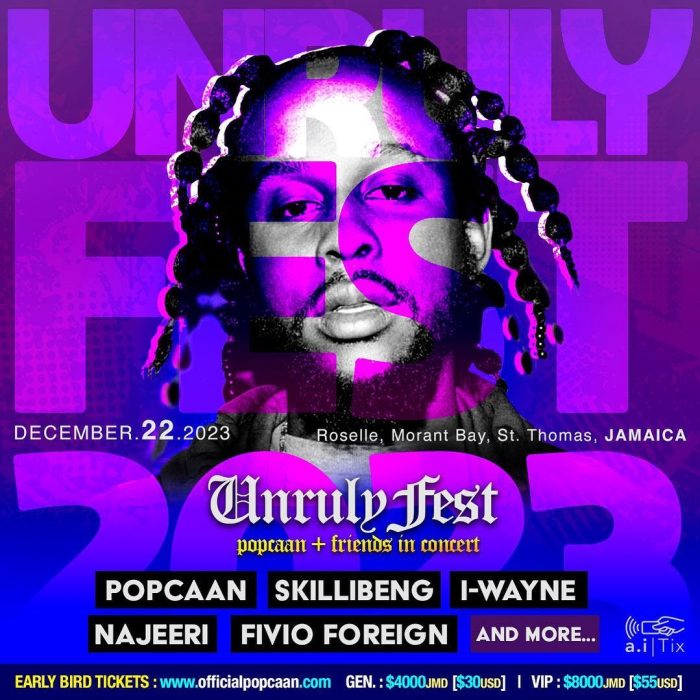 Popcaan Taps Fivio Foreign and Skillibeng For Unruly Fest 2023 Urban